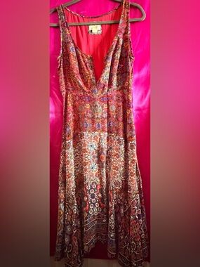 Maeve Red Multicolor Paisley Maxi Dress